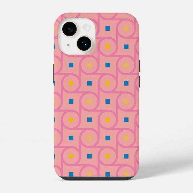 Coque iPhone Cercle Interlocking Rose Moderne du Milieu du Sièc (Verso)
