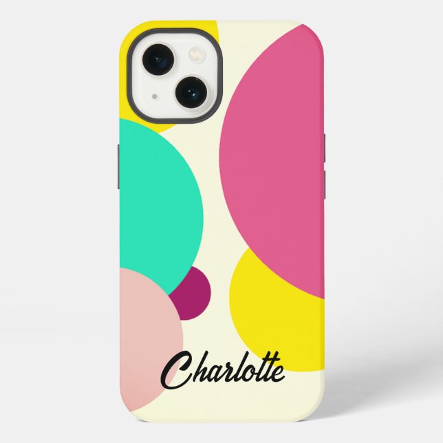 Coque iPhone Cercles colorés Nom personnalisé (Verso)