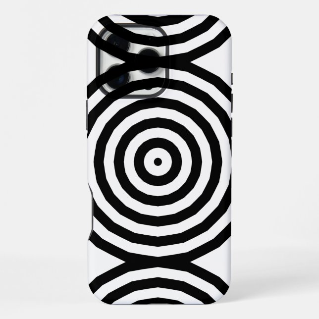 Coque iPhone Cercles concentriques noir et blanc Illusion d'opt (Verso)