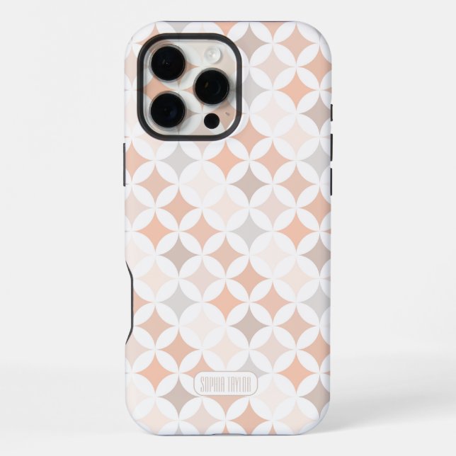 Coque iPhone Cercles de diamant géométriques Tan (Verso)