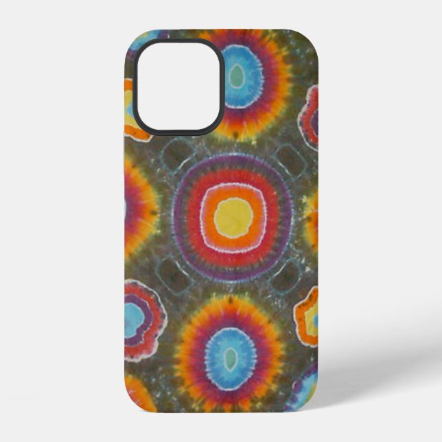 Coque iPhone Cercles de teinture à microdot (Verso)