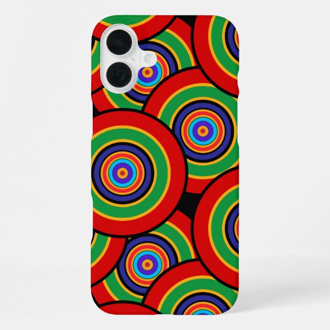 Coque iPhone Cercles et anneaux rétro (Verso)