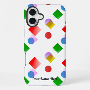 Coque iPhone 16 Plus Cercles et Carrés Vifs et Colorés