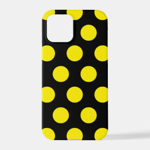Coque iPhone 12 Pro Cercles jaunes sur Arrière - plan noir