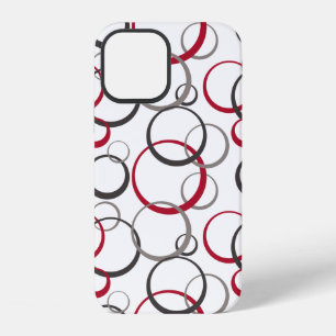 Coque iPhone 12 Cercles rouges gris blanc