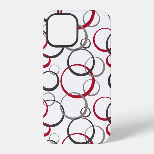 Coque iPhone Cercles rouges gris blanc (Verso)