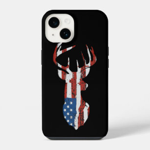 Coque Pour iPhone 14 Cerf au drapeau américain 