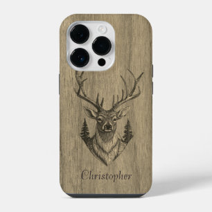 Coque Pour iPhone 14 Plus Cerf - bois gravé - bois