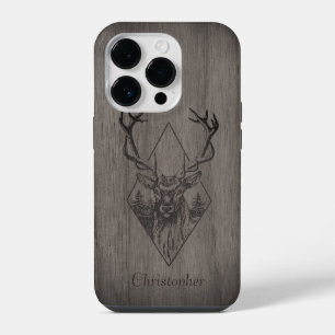 Coque Pour iPhone 14 Plus Cerf - bois gravé - bois personnalisé