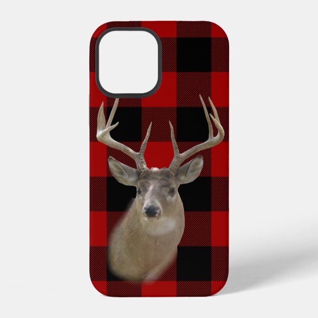 Coque iPhone cerf buck sur carreau buffle (Verso)