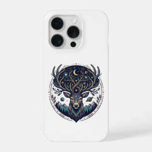 Coque iPhone 15 Pro Cerf Céleste Lune Mystique & Art Stellaire