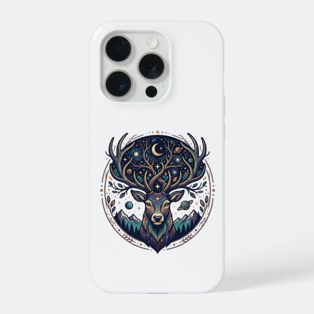 Coque iPhone Cerf Céleste Lune Mystique & Art Stellaire (Verso)
