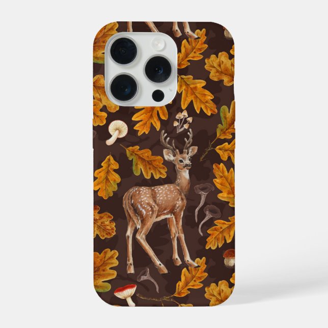 Coque iPhone Cerf dans la forêt automnale 2 (Verso)