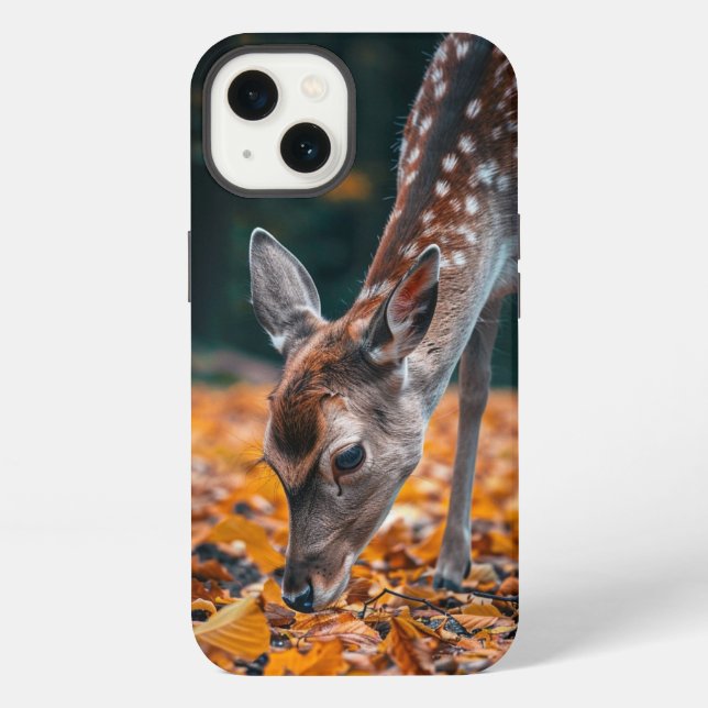 Coque iPhone Cerf de la forêt automnale  (Verso)
