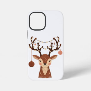 Coque iPhone 12 Mini Cerf de Noël cosy avec ornements et étui de téléph