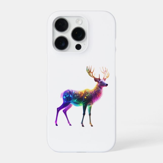Coque iPhone Cerf Néon Lumineux et Mignon Art (Verso)