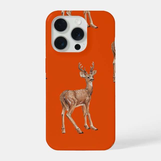 Coque iPhone Cerf sur fond rouge (Verso)