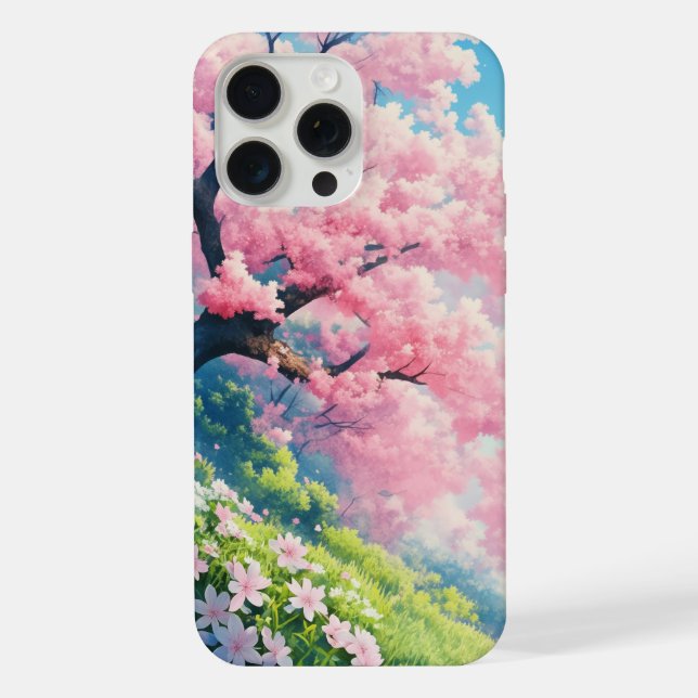 Coque iPhone Cerisier à fleurs (Verso)