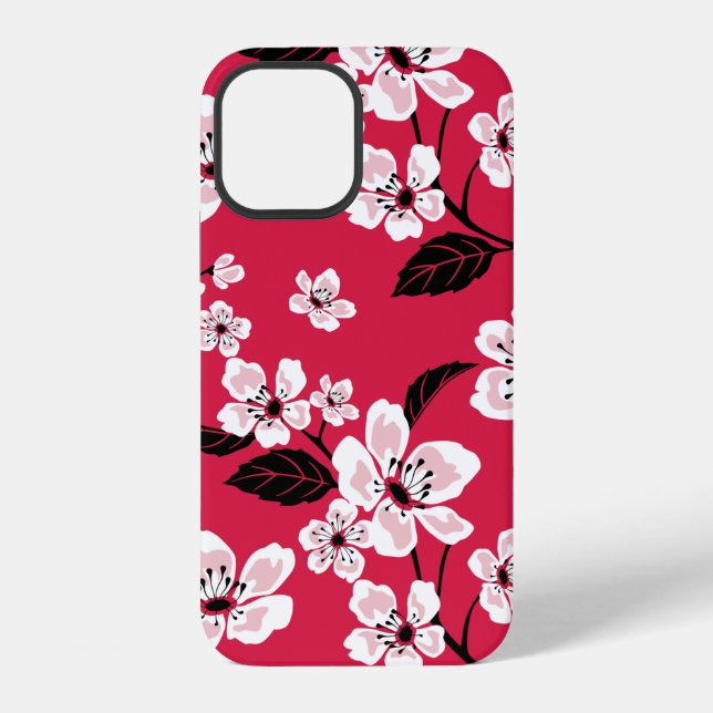 COQUE iPhone CERISIER EN FLEURS - SAKURA (ROUGE) (Verso)