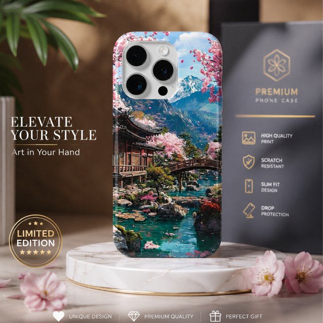 Coque iPhone Cerisier Fleur Mariage Élégant Or cas (Créateur téléchargé)