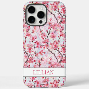 Coque iPhone 16 Pro Max Cerisiers Fleuris Sakura Monogramme