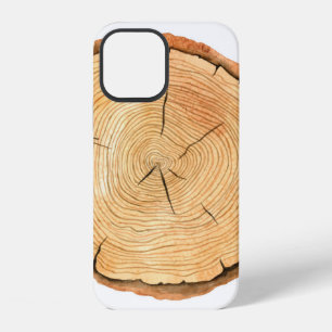 Coque iPhone 12 Cernes d'arbre. Illustration aquarelle. Fond abstr