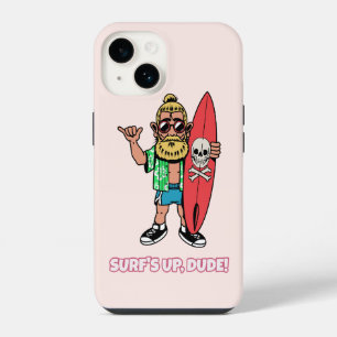 Coque Pour iPhone 14 C'est la vague, mec ! Surfeur barbu de dessin anim
