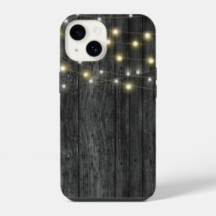 Coque Pour iPhone 14 Chaîne de lumière sur bois noir