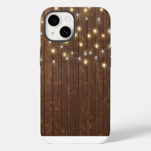 Coque Pour iPhone 14 Chaîne lumineuse sur bois de chêne