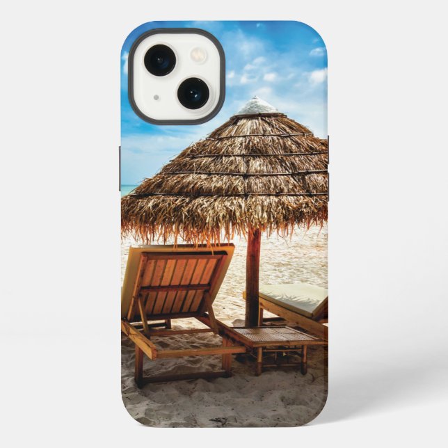 Coque iPhone Chaises longues sur la plage coussin décoratif (Verso)