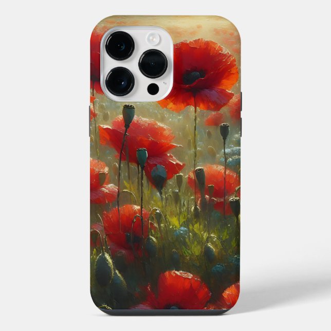 Coque iPhone Champ de coquelicots rouges jolis par une journée  (Verso)