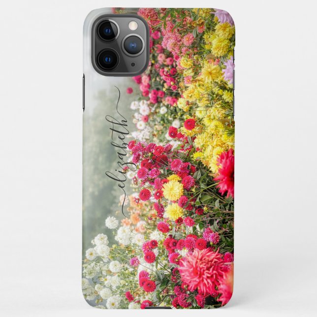 Coque iPhone Champ de fleurs de Dahlia (Dos)