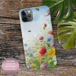 Coque iPhone 16 Pro Max Champ de fleurs printanier coloré en aquarelle