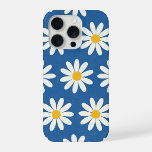Coque iPhone 15 Pro Champ de marguerites en bleu