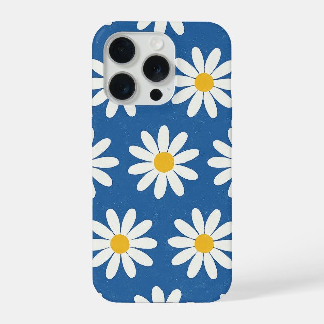 Coque iPhone Champ de marguerites en bleu (Verso)