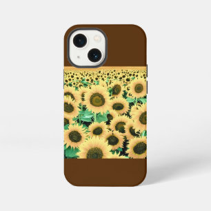 Etui iPhone 13 Mini Champ de tournesols jaunes dorés
