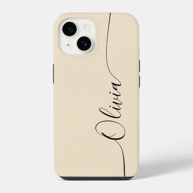 Coque iPhone Champagne Élégant Calligraphie Script Nom (Verso)
