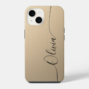Coque Pour iPhone 14 Champagne Élégant Calligraphie Script Nom