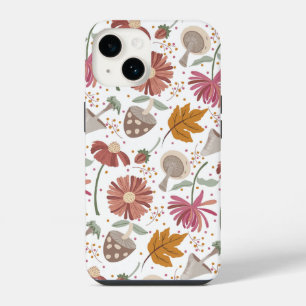 Coque Pour iPhone 14 Champignon d'automne, feuilles et fleurs