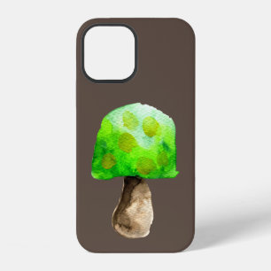 Coque iPhone 12 Champignon vert aquarelle champignons mignons