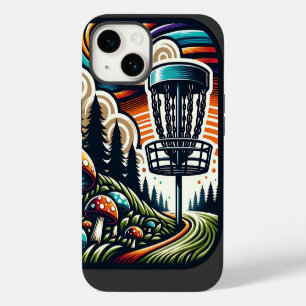 Coque Pour iPhone 14 Champignons Rétro et Parcours de Disc Golf en Art