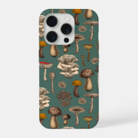 Champignons sauvages sur fond vert pin