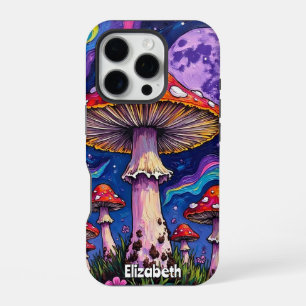 Coque iPhone 16 Pro Champignons violets de la Lune