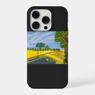 Coque iPhone 15 Pro Champs dorés et chemin