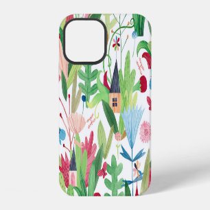Coque iPhone 12 Champs Floraux : Motif de maisons à l'aquarelle