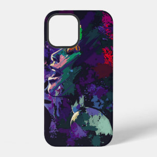 Coque iPhone 12 Chanteuse de jazz afro-américaine sur fond grunge 