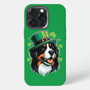 Etui iPhone 13 Pro Chapeau de lutin de chien bernois irlandais Saint-