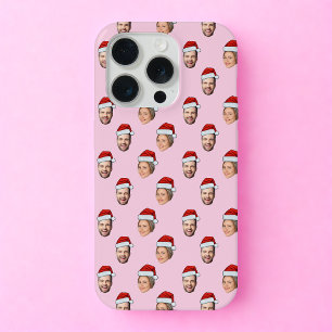 Coque iPhone 15 Pro Chapeau de Père Noël Personnalisé Visage 2 Photo C