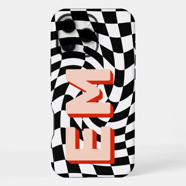 Coque iPhone Chariot esthétique Monogramme tendance (Verso)