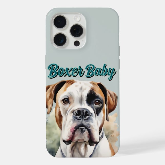 Coque iPhone Charmante Boxer Dog Art en Aquarelle (Verso)